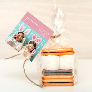 Modern Roze Happy Blessed Fotocadeau Bedankjes Labels