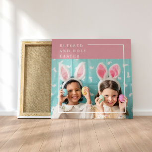 Modern Roze Happy Blessed   Fotocadeau Canvas Afdruk
