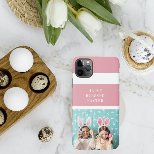 Modern Roze Happy Blessed | Fotocadeau iPhone Hoesje