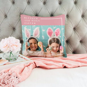 Modern Roze Happy Blessed Fotocadeau Kussen