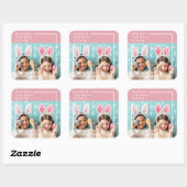 Modern Roze Happy Blessed | Fotocadeau Vierkante Sticker (Vel)