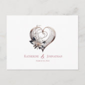 Modern Roze Hart met Bloemen-RSVP-Huwelijk- Briefkaart (Voorkant)