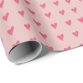 Modern roze hart Pattern Girly Cadeaupapier (Rol Hoek)