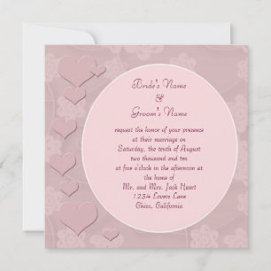 Modern roze harten bruiloft kaart