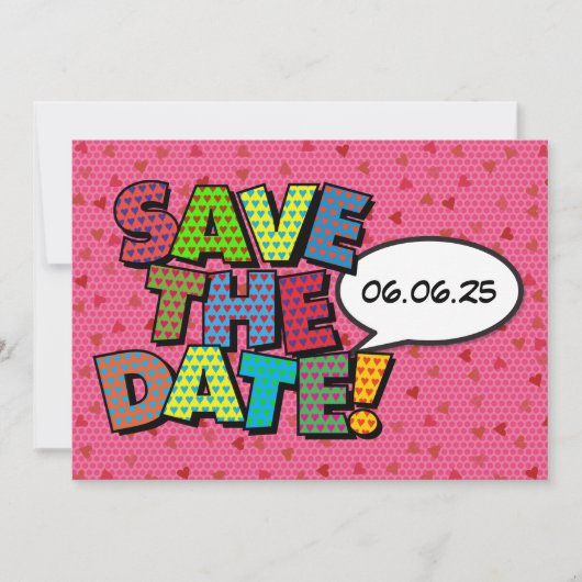 Modern Roze Harten Confetti Bruiloft Save The Date (Voorkant)