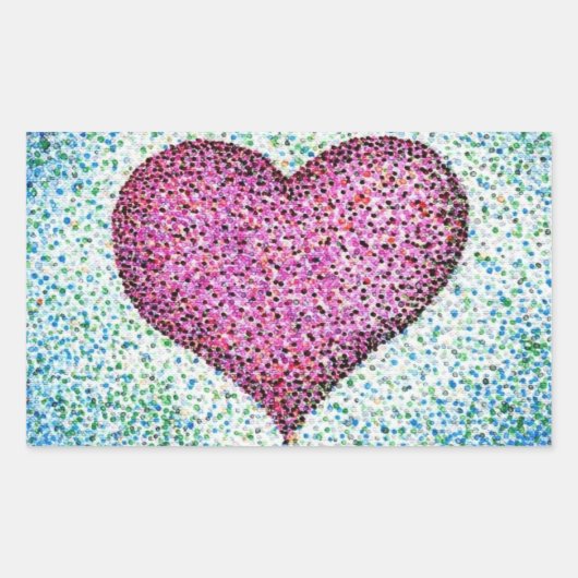 Modern roze hartenpointillisme rechthoekige sticker (Voorkant)