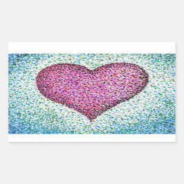 Modern roze hartenpointillisme rechthoekige sticker