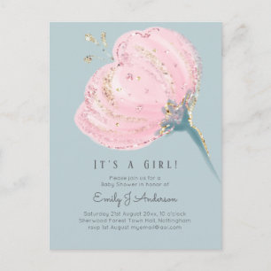 Modern roze heeft een meisje Baby shower Briefkaart