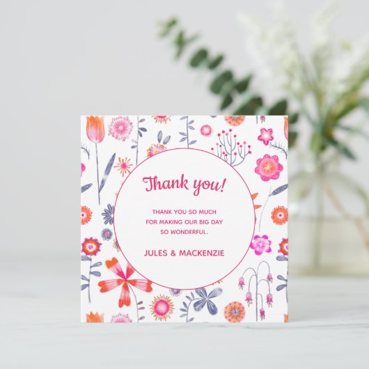 Modern roze hoes bedankt! bedankkaart (Staand voorkant)