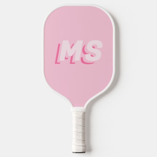 Modern Roze Initiaal Monogram Pickleball Paddle (Voorkant)