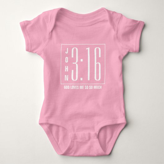 Modern Roze John 3:16 Christelijk Romper (Voorkant)