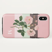 Modern roze kleurblok bloemenmonogram Case-Mate iPhone case (Achterkant (horizontaal))
