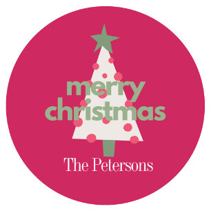Modern Roze Kleurrijke Kerst Classic Sticker