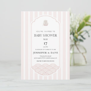 Modern roze Koreaans thema baby shower Kaart