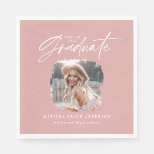 Modern roze, korrelig afstuderen met foto-elegant servet