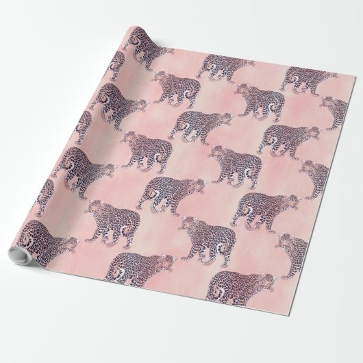 Modern roze leopard Animal Pattern Cadeaupapier (Uitgerold)