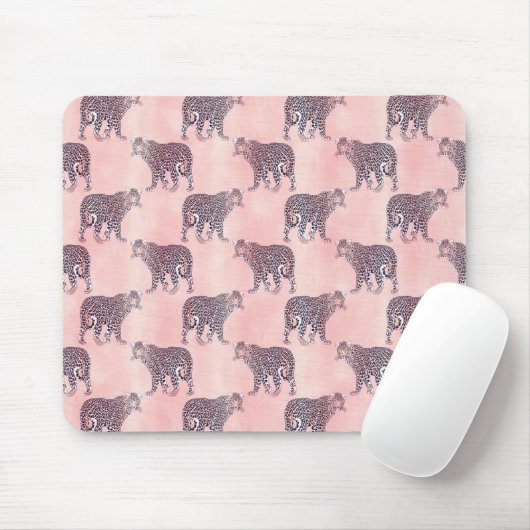 Modern roze leopard Animal Pattern Muismat (Met muis)