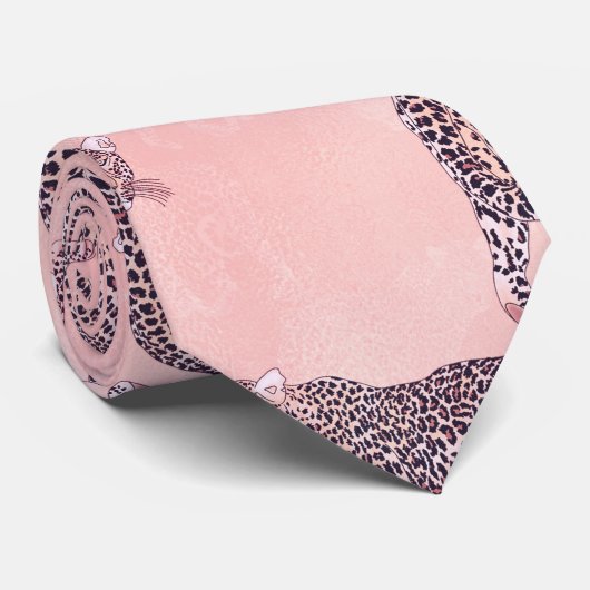 Modern roze leopard Animal Pattern Stropdas (Opgerold)