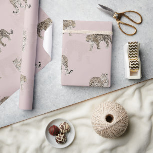 Modern Roze Leopard Oerwoud Dieren Cadeaupapier