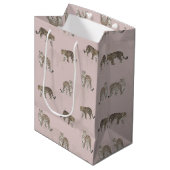 Modern Roze Leopard Oerwoud Dieren Medium Cadeauzakje (Voorkant Gekanteld)