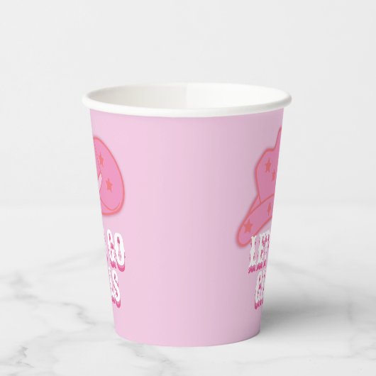 Modern Roze Let's Go Meisjes Cowboy Pet Rodeo Papieren Bekers (Links)