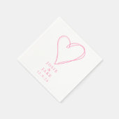 Modern roze liefdeshart bruiloft servet (Hoek)