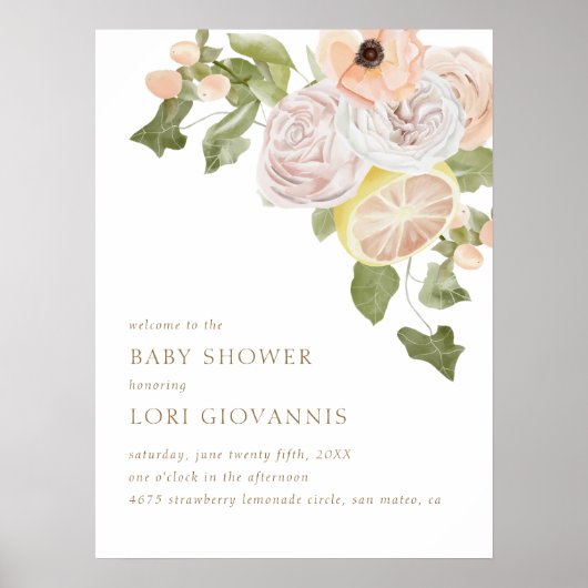 Modern roze limonade Summer Pset Welcome Sign Poster (Voorkant)