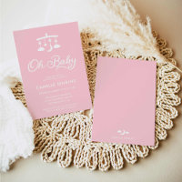 Modern Roze Meisje Baby shower Invitation
