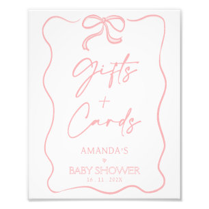 Modern Roze Meisje Boog Baby shower Gifts Kaarten Foto Afdruk