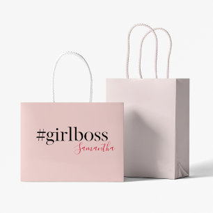 Modern Roze Meisje Boss & Name   Meisjescadeau Groot Cadeauzakje