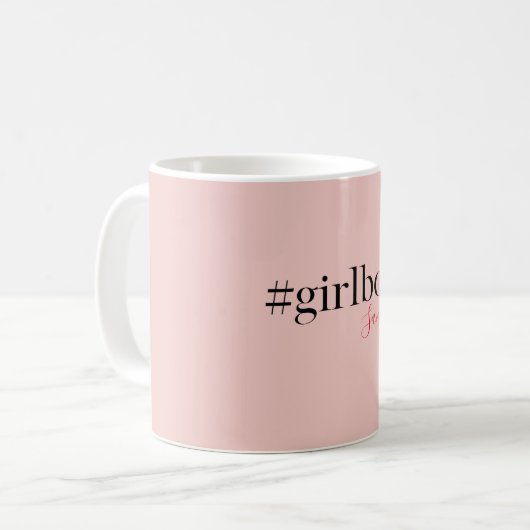 Modern Roze Meisje Boss & Name | Meisjescadeau Koffiemok (Voorkant links)
