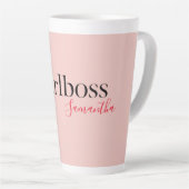 Modern Roze Meisje Boss & Name | Meisjescadeau Latte Mok (Rechterhoek)