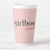 Modern Roze Meisje Boss & Name | Meisjescadeau Latte Mok (Voorkant)
