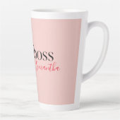 Modern Roze Meisje Boss & Name | Meisjescadeau Latte Mok (Rechts)