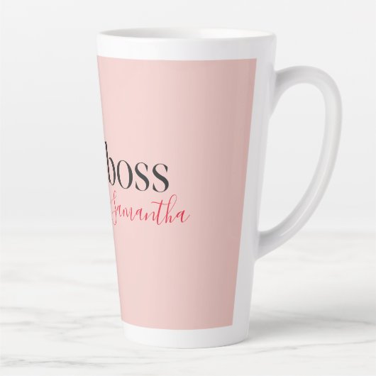 Modern Roze Meisje Boss & Name | Meisjescadeau Latte Mok (Rechts)