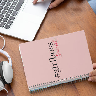 Modern Roze Meisje Boss & Name Meisjescadeau Notitieboek