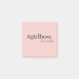 Modern Roze Meisje Boss & Name   Meisjescadeau Post-it® Notes
