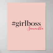 Modern Roze Meisje Boss & Name | Meisjescadeau Poster (Voorkant)