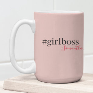 Modern Roze Meisje Boss & Name Meisjescadeau Tweekleurige Koffiemok