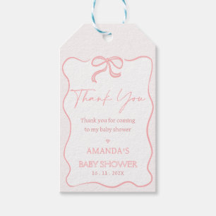 Modern Roze Meisje Bow Baby shower Dank u Label Cadeaulabel