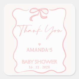 Modern Roze Meisje Bow Baby shower Dank u Sticker