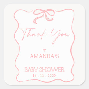 Modern Roze Meisje Bow Baby shower Dank u Sticker