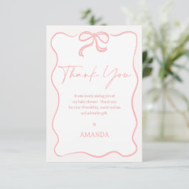 Modern Roze Meisje Bow Baby shower Dankjewel Kaart