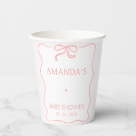 Modern Roze Meisje Bow Baby shower Papieren Bekers