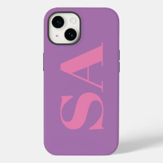 Modern roze minimaal monogram iPhone 14 hoesje