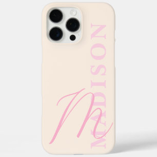 Modern Roze Minimalistisch Initiaal Monogram iPhone 16 Pro Max Hoesje