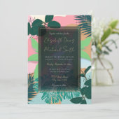 Modern roze Mint Tropical Foliage Creative design Kaart (Staand voorkant)