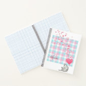 Modern roze monogram Cute Cat Notitieboek (Binnen)