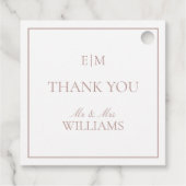 Modern Roze Monogram Dank u Script Bruiloft Bedankjes Labels (Achterkant)