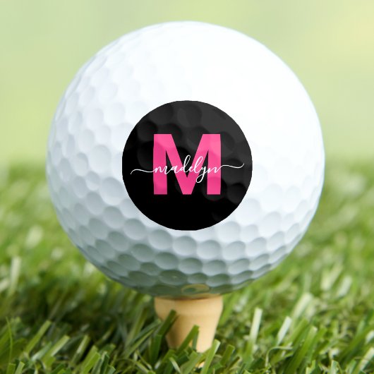 Modern Roze Monogram Naam Initialen Gepersonalisee Golfballen
